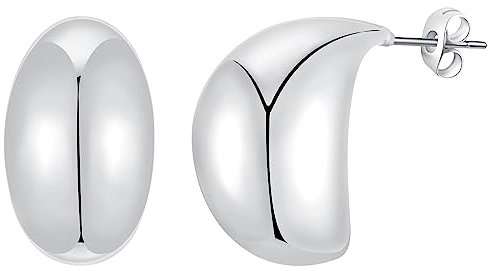 Rajputana Chunky Silver Hoop Earrings for Women Girls Thick Plated Earrings Vergoldet Gold für Mädchen Trendy Jewelary