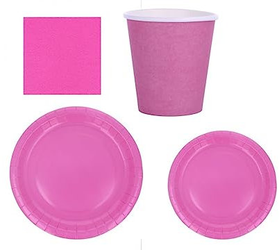 Coordinato Tavolo Monocolore in Cartoncino- 100% RICICLABILE, 100% BIODEGRADABILE, 100% CARTA (Fucsia)