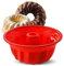 Moule à gâteau en silicone rouge de 30 cm, moule à gâteau en spirale, moule à gelée cannelé anti-adhésif pour la cuisson du pudding, des beignets, des muffins et des gâteaux