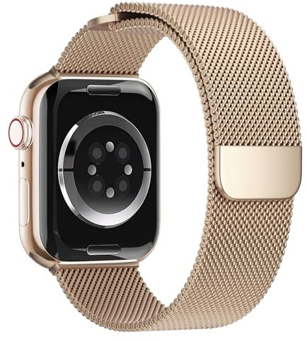 Magnet für Apple Watch Armband 45mm 44mm Ultra 49mm 41mm 40mm iWatch Armbänder 46mm 42mm 38mm Herren/Damen,Metall Edelstahl Milanaise Band für Apfelband Series 10 9 8 7 6 5 4 3 2 Se 2nd Ersatzarmband