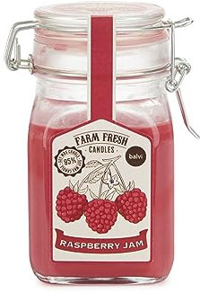 Balvi Bougie parfumée Farm Fresh Couleur Rouge Design de Pot de Confiture. Parfum Framboise Cire/verr