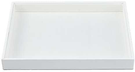 DICOSMETIC Bandeja rectangular blanca para joyas, piel sintética, bandeja de almacenamiento para joyas