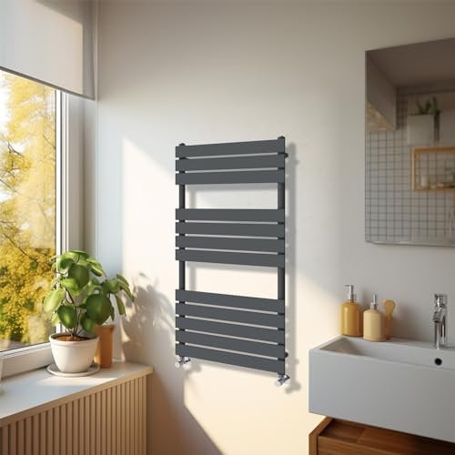 NRG Modern Bathroom 1200 x 600mm Flat Panel Heated Towel Rail Radiator Anthracite for Living Room and Kitchen