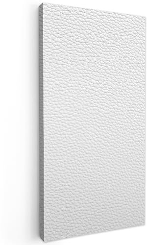 MuchoWow Leinwand Bilder, Einzigartige Wanddeko mit Rahmen, Leder - Strukturiert - Leder-Optik - Weiß, Wandbilder Wohnzimmer, Deko Schlafzimmer 20x40 cm