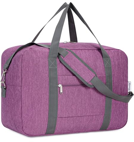 für Reisetasche Handgepäck Easyjet Handgepäck 45x36x20 Handgepäck Tasche für Flugzeug Faltbare Reisetasche Weekender Damen und Herren 30L (Dunkles Violet)