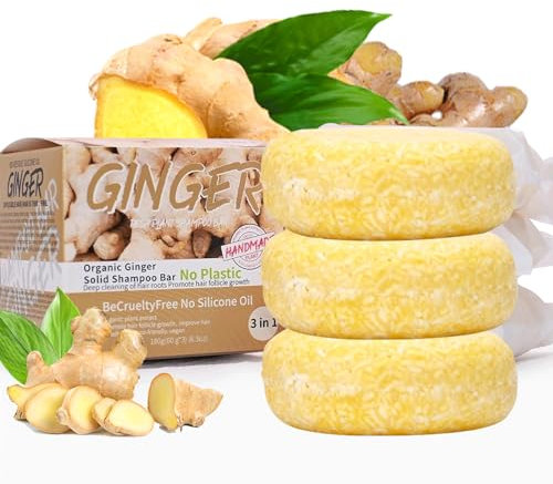 3PCS Ginger Hair Regrowth Shampoo Bar, Organic Shampoo For Hair Loss, Ginger Shampoo, Anti Dandruff Shampoo Bars, Anti Itching Solid Shampoo Bar, Ginger Shampoo Bar