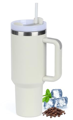 XComfort 40oz Tumbler with Handle,Large Travel Tumbler Mug with Lid and Straw,Stainless Steel Vacuum Insulated Cup for Water, Iced Tea or Coffee, Smoothie (Tea)