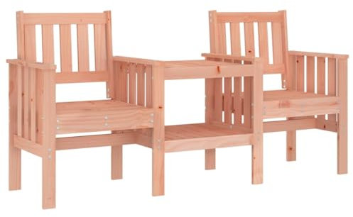vidaXL Gartenbank, 2-Sitzer Bank mit Tisch Ablage, Sitzbank Parkbank mit Latten-Design, Holzbank Gartensessel Gartenmöbel, Massivholz Douglasie