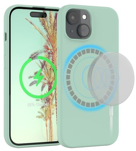 EAZY CASE - Silikonhülle kompatibel mit iPhone 15 Hülle mit Qi Charging Silikon Case weich stoßfeste Handyhülle Schutzhülle Kameraschutz Dünn Schutz Cover TPU Bumper in Mint Grün