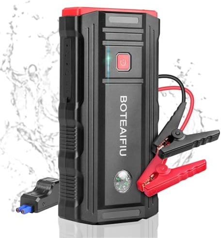 Avviatore Batteria Auto 3000A Avviatore di Emergenza per Auto/Moto Booster Catteria Auto (8.0L Gas o 6.5L Diesel) 12V Jump Starter BoosterTorcia a LED Ricarica USB