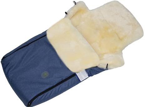 Reissner Lammfelle Merino Lammfell Baby Fußsack KESSY mit Reißverschluss für Kinderwagen Buggy & Stroller cobalt