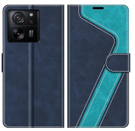 MOBESV Hülle für Xiaomi 13T 5G / 13T Pro 5G Handyhülle, Lederhülle mit Kartenfach, Klapphülle mit Ständer, Flip Case Handytasche Schutzhülle, Modisch Blau
