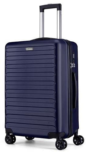 FLIEE Medium Suitcase Hard Shell | Lightweight Suitcase | Aluminum Telescopic Handle | TSA 3 Digit Combination Lock | 4 Dual Spinner Wheels | Medium 24 Hold Check in Luggage (Blue, Medium 24'')