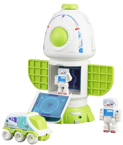 YULEYU Spaceship Toy for Kids, Space Capsule Rover with Projection, Astronauts Figure, Openable Cockpit, Gifts for Kids with Space Function