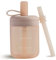 Moonkie Trinklernbecher, Trinkflasche mit Strohhalm, Silikon Trinkbecher für Baby und Kinder, Strohhalmbecher mit Deckel Auslaufsichere, BPA-freie, Baby Becher ab 6 Monate, 5 oz(Blush)