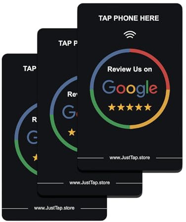 NFC Tap Card for Google Review Compatibility, One-Tap Instant Feedback & Ratings | Enhance Customer Interaction & Increase Business Reviews | Reusable Taps | Compatible with All Smartphones (3-Pack)
