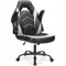 DUMOS Sedia da Gaming, Pelle Metallo, Nero-Bianco, Standard