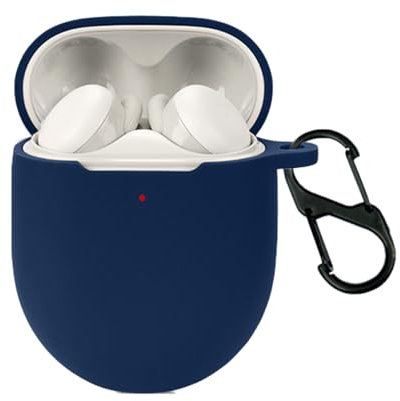 Case for Google Pixel Buds A-Series with Carabiner,Anti-Scratch Premium Soft Silicone Full Protective Case,Shockproof Ultra Slim Headphone Protective Case for Google Pixel Buds A-Series,Blue
