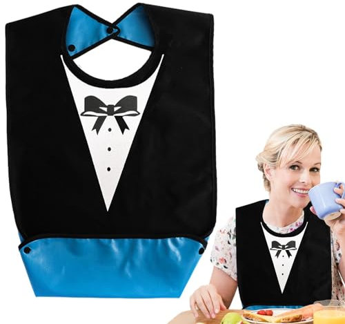 Kleidungsschutz Lätzchen für Erwachsene – Waschbare Lätzchen für Erwachsene, wiederverwendbar, Krümelfänger, ältere Menschen, wasserdichte Esslätzchen für Erwachsene, für Damen, Senioren, Fliege,