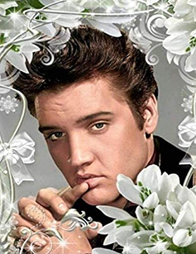 TNXEV 5D-Diamant-Malerei-Set zum Selbermachen, Elvis, Vollbohrer, Kristallstickerei, Strasssteine, Kunst für Erwachsene und Kinder, Entspannung und Wanddekoration zu Hause, Geschenk, 40 x 40 cm