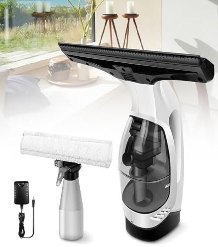 FfiMe Escobilla de Goma para Ventanas, aspiradora de Ventanas inalámbrica, aspiradora de Ventanas Recargable con pulverizador/escobilla de Goma/aspiradora, escobilla de Goma eléctrica para Ventanas