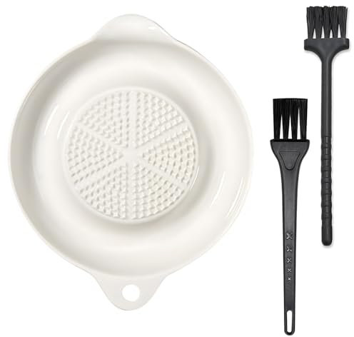 Garlic Grater Plate, Ginger Grater Plate, Multifunctional Grating Dish with Mini Brush for Easy Cleaning – Ideal for Garlic, Ginger, Spices, Vegetables, and Baby Food – Durable, Rust-Free, and Easy to