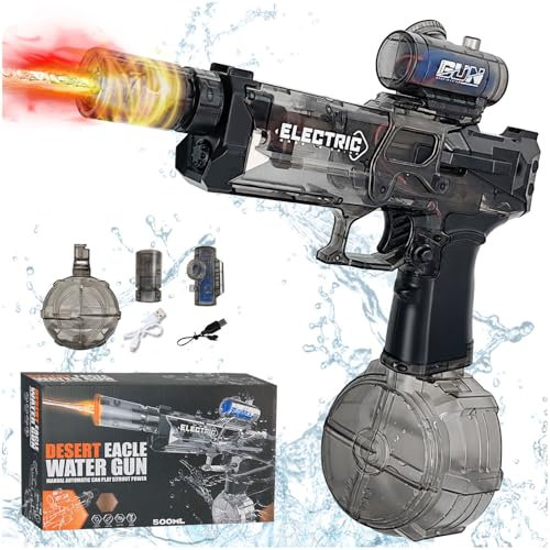 Audasi Wasserpistole Elektrisch, Elektrische Wasserpistole mit Simuliertem Automatische Wasserpistolen 500CC Große Reichweite Motorisiert mit Multifunktionalen Lichteffekten Wiederaufladbar Water Gun