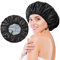 Shower Cap for Women, Large Shower Caps Reusable Waterproof with Elastic Band, Silky Satin Double-layer Bath Cap for Braids Long Hair