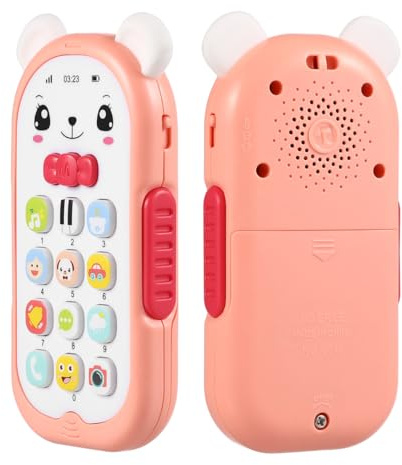 UPKOCH Baby Telefonspielzeug Mit Lichtern Und Musik Telefonspielzeug Für Babys Und Kleinkinder Mit Kinderreimen Schlafliedern Und Klaviermusik Cartoon-Tasten Beißohren Leiser Ton Früh Lernspielzeug