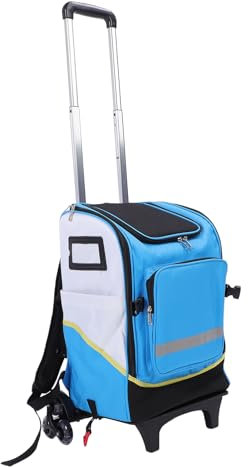Large Cleaning Caddy Bag with Wheels, Full Open Rolling Cleaning Backpack with Detachable Trolley, Housekeeping Cleaning Supplies Organizer Portable Cleaning Cart for