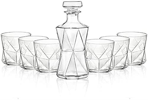 Whiskey Decanter Aioneer Upscale Decanter Set Seven Pieces Gift Box Suit Red Grapes Wine Cellar 1 Bottle 850Ml with 6 Cup 330Ml Whiskey Glass