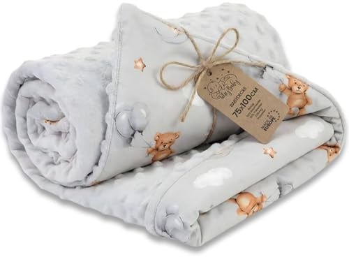 Totsy Baby Coperta Neonato Pile Coperta per tutto l'anno 100x75 cm Invernale – copertina minky cotone calda morbida coccolosa bimbi inverno – carrozzina bambini Oeko-Tex Orsacchiotti