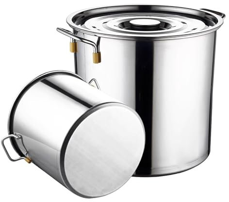 Yiustldd Olla de Acero Inoxidable con Grifo, Olla Redonda con Asas Suaves al Tacto, Cubo para Vino de 20-95 L con Fondo Compuesto,20L