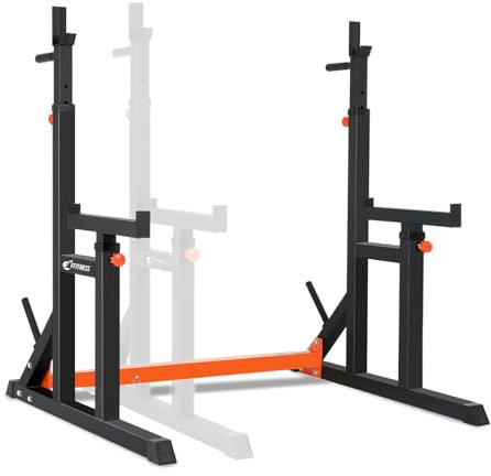 Squat Rack Regolabile Doppio Supporto per Bilanciere Multifunzione Rastrelliera Pesi in Acciaio Panca Stand con Portadischi
