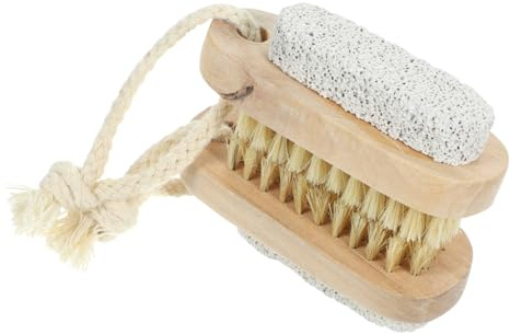 Gatuida Doppelseitiger Bimsstein Fußbürste 9,5x4cm Mit Nagelbürste Körperpeeling Satz Für Fußpflege Und Massage