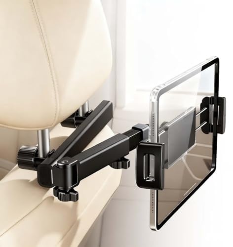 Luxvara 360° Rotazione Supporto Tablet Auto Poggiatesta, Porta iPad Auto Sedile Posteriore con Braccio Telescopico Pieghevole, Porta Tablet Autoveicoli per Tutti i Dispositivi da 5,4-13,2 Pollici
