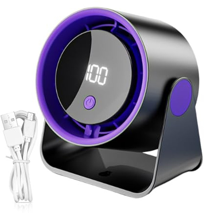 Xijobido Portable Desk Fan, Adjustable Desktop Fans with LED Display, Long Lasting Led Display Circulator Cooler Air Blower for Outdoor Travel Dorm Car Camping Rv Office