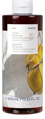 KORRES CITRUS Gel doccia con estratto detergente di salvia, profumo fresco di limone e bergamotto, dermatologicamente testato, vegano, senza siliconi e parabeni, 400 ml