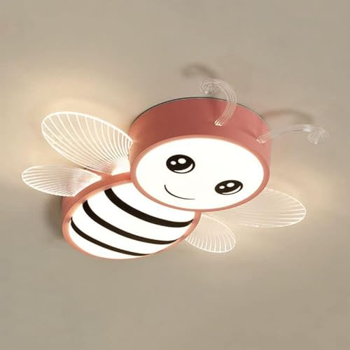 Yuelux LED Kinder Deckenleuchte Bienen Design Warmlich 3000K, Rosa | LED Lampe 60cm für Jungen & Mädchen. Gemütliche Atmosphäre fürs Kinderzimmer. Konstant 3000K warmes Licht ohne Flimmern