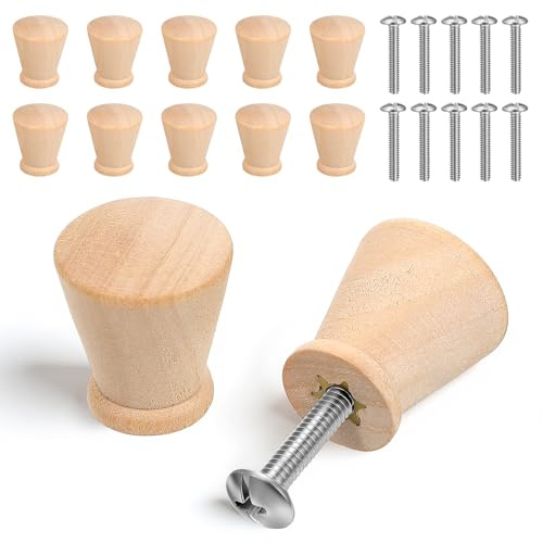 10 Stück Möbelknöpfe Holz Möbelgriffe Holz, Holzknöpfe Für Kommode Schrankknöpfe Mit Schrauben, Konisch Holzgriffe Für Schränke, Holzknauf Vintage Schubladenschrank Holzgriffe Einfach Und Schön