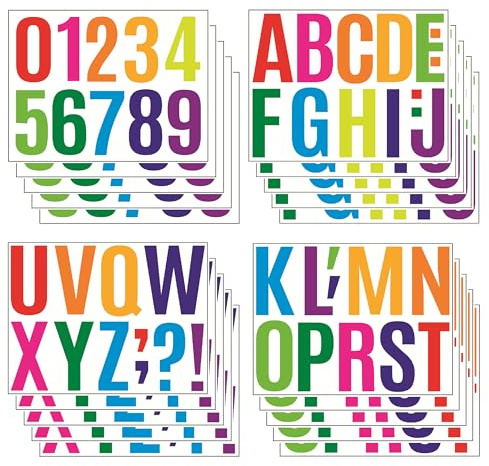 16 Hojas Pegatinas de Letras y Números, Letras Adhesivas Grandes 10 cm / 4 Pulgadas, Pegatinas de Vinilo para Carteles Buzón Decoración Scrapbooking