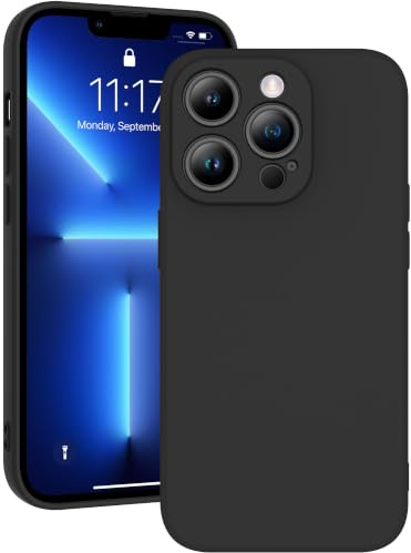 Qasyfanc Soft Silicone Case for iPhone 13 Pro 6.1-inch, Slim, Shockproof, Full Camera Protection, iPhone 13 Pro Cover with Anti-Scratch Microfiber Lining, Black