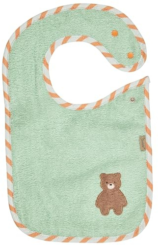 Sterntaler Lätzchen mit Einlage Bär Bo, Baby-Lätzchen mit praktischem Druckknopfverschluss, saugfähige Baumwolle, wasserundurchlässiges Futter, süße Applikation, 38×26×0,5 cm, mintgrün