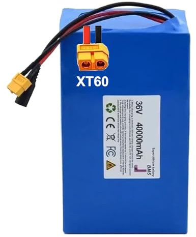 36V 40Ah E-Bike Battery Pack 10S5P High Power Battery With Charger Designed For 100W-500W Electric Bicycle Motors Replacement Battery Built-In BMS Protection