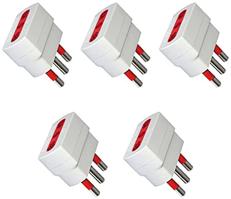 SET 5 PEZZI ADATTATORE RIDUTTORE SPINA 10A PRESA BIPASSO UNIVERSALE ITALIANE (NO SCHUKO)