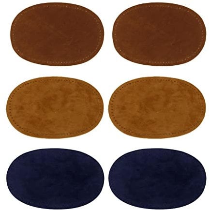 MagiDeal 3 Pairs Sew On Suede Oval Elbow Knee Patches for Sweater Repair Crafts Brown Tan Blue