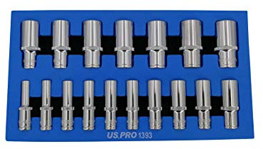 US PRO Tools 3/8 DRIVE DEEP SOCKET SET Metric 8 to 24mm 12 point in EVA Foam