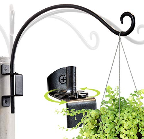 Qiang Ni Plant Hanger Outdoor: 16 Inch Bird Feeder Bracket for Garden Patio Decor - Swivel Adjustable Wall Mount Plant Hook for Hanging Flower Baskets