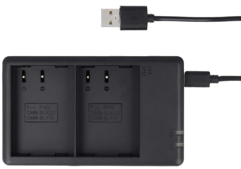 USB-Dual-Akku-Ladegerät kompatibel mit Panasonic DMW-BLK22 / DMW-BLK22E / BLF19Lumix DC-S5, DC-S5K, G9, GH5, GH5S
