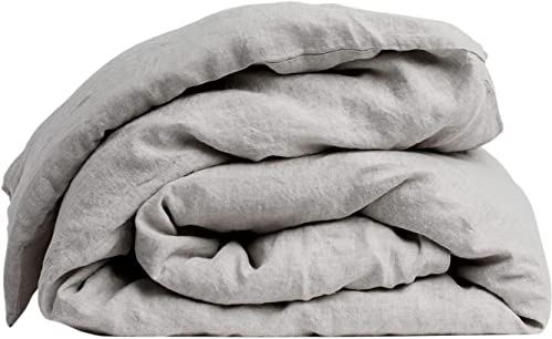 My Linen Home Bettdeckenbezug aus 100% Stonewashed Leinen in Natur I Steppdeckenbezug I Maschinenwaschbar I Bettdeckenbezug mit Reißverschluss I Double Bettdecke 200x200 cm
